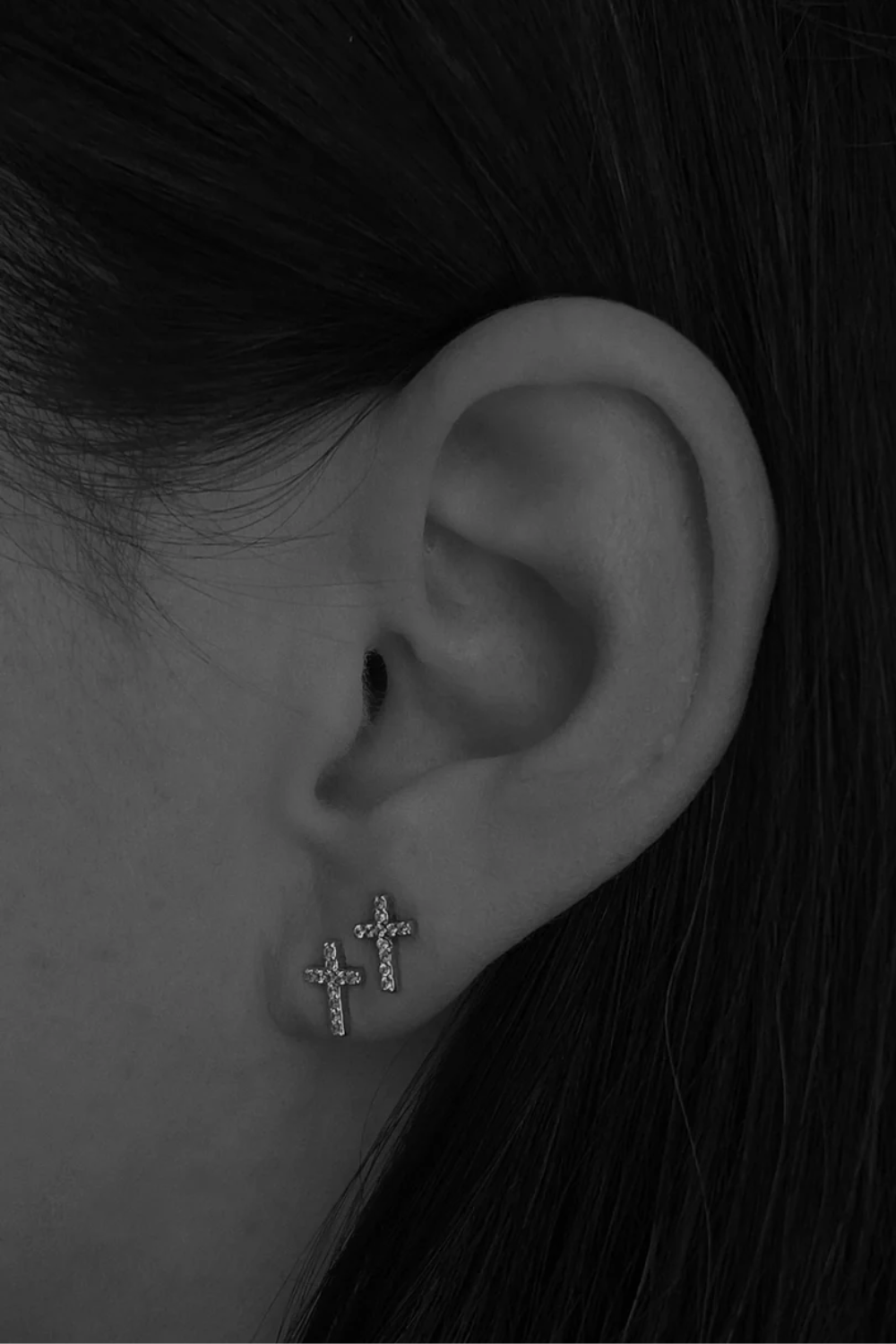 Cross Crystal Stud