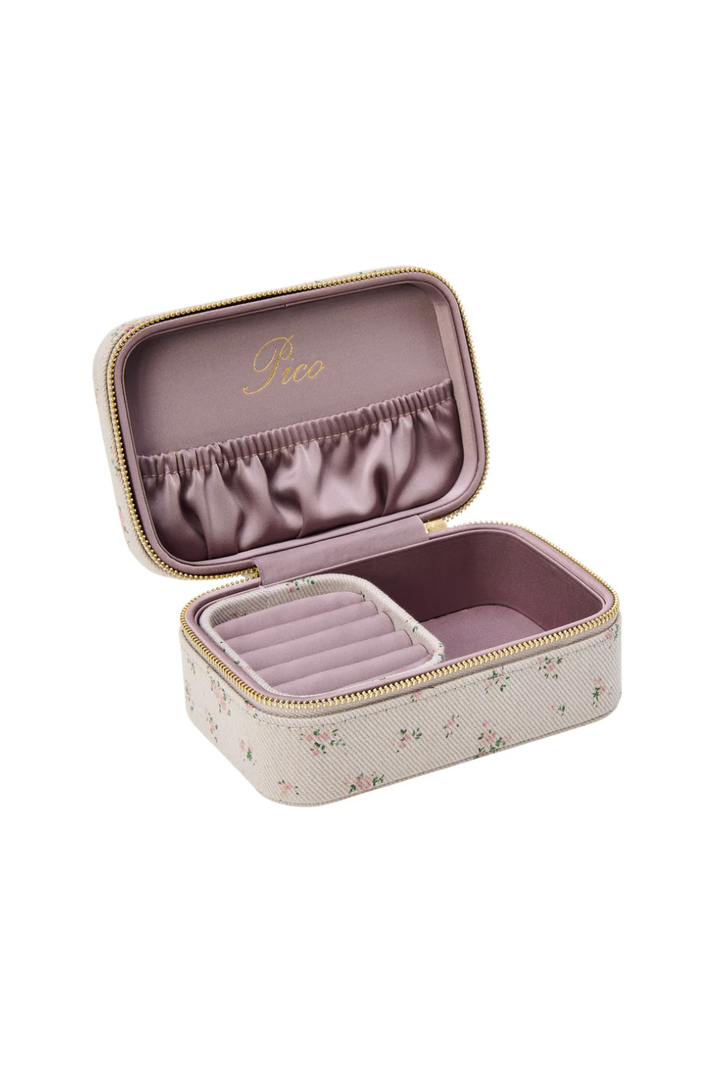 Large Trinket Jewelry Box - Taupe Flower