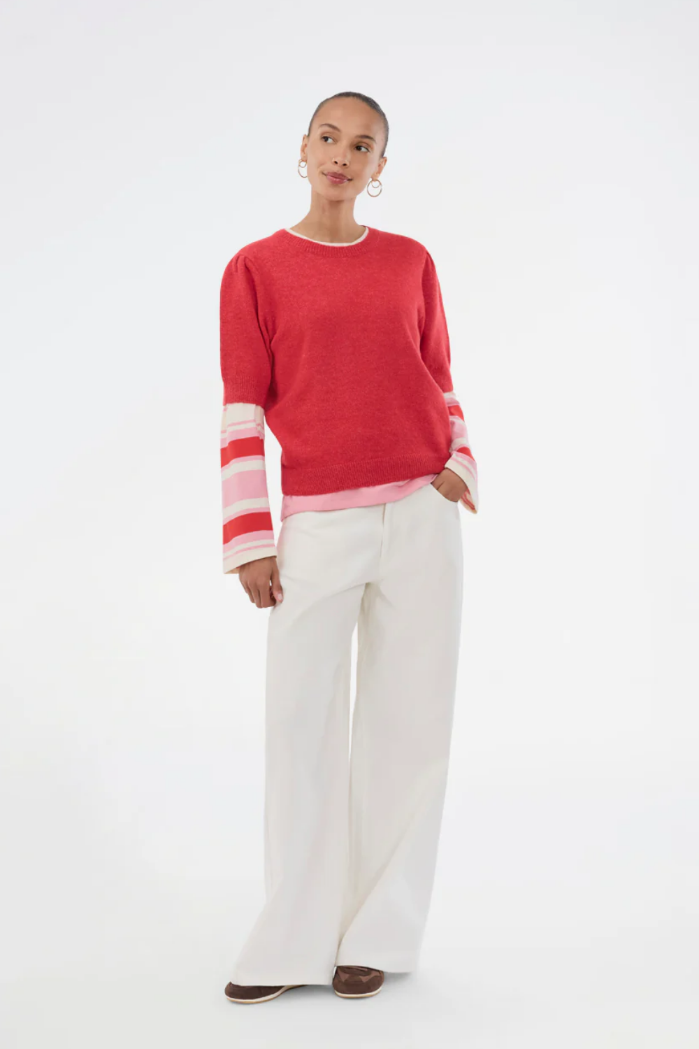 Urbanmd Stripe LS T-shirt - Hibiscus Peach