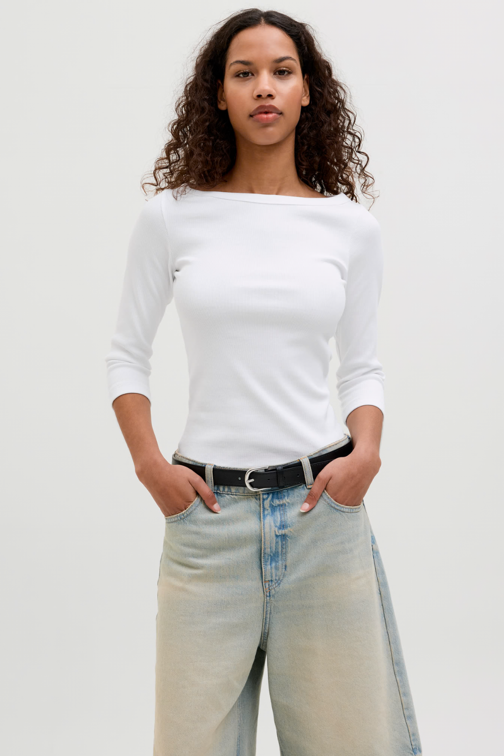 Jxfifi 3/4 Boatneck Top - Bright White