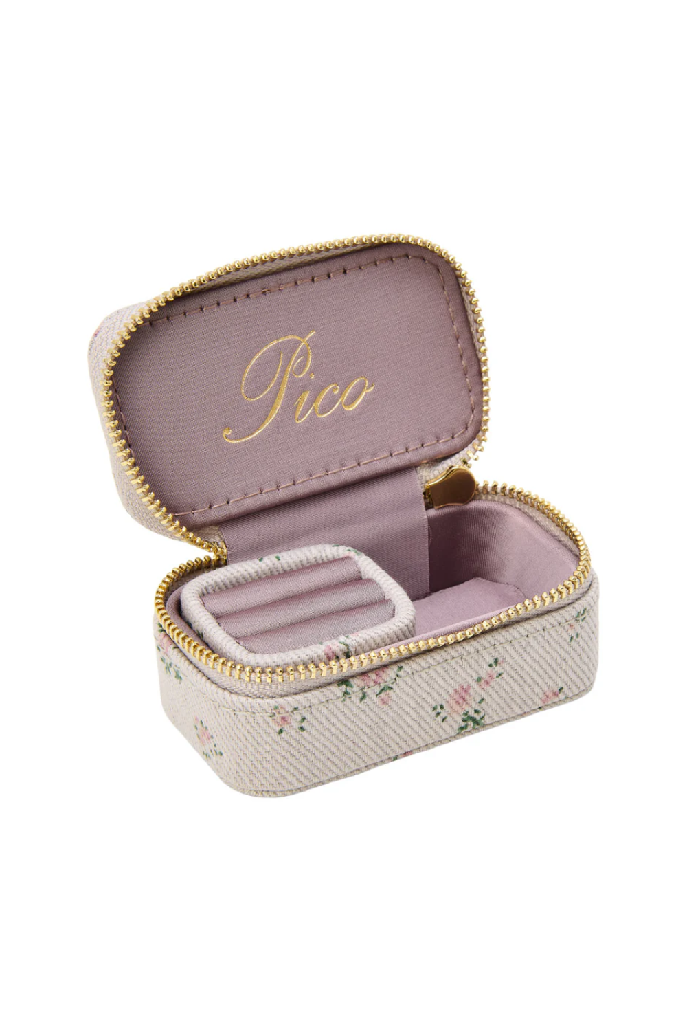 Small Trinket Jewelry Box - Taupe Flower