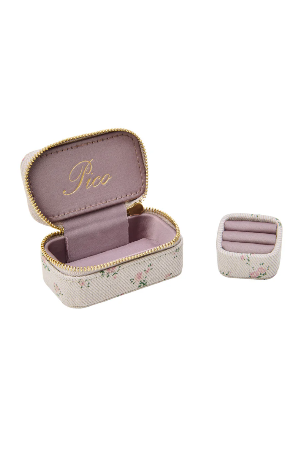 Small Trinket Jewelry Box - Taupe Flower
