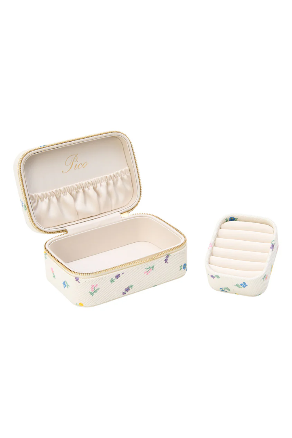 Large Trinket Jewelry Box - Ivory Flower