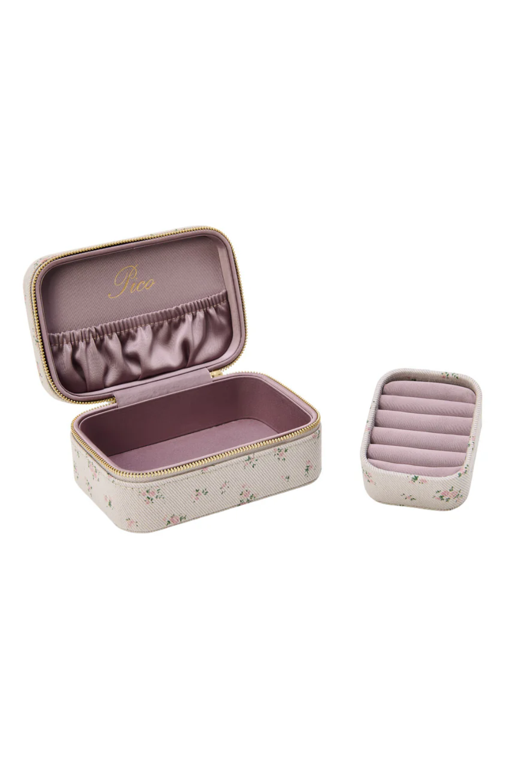 Large Trinket Jewelry Box - Taupe Flower