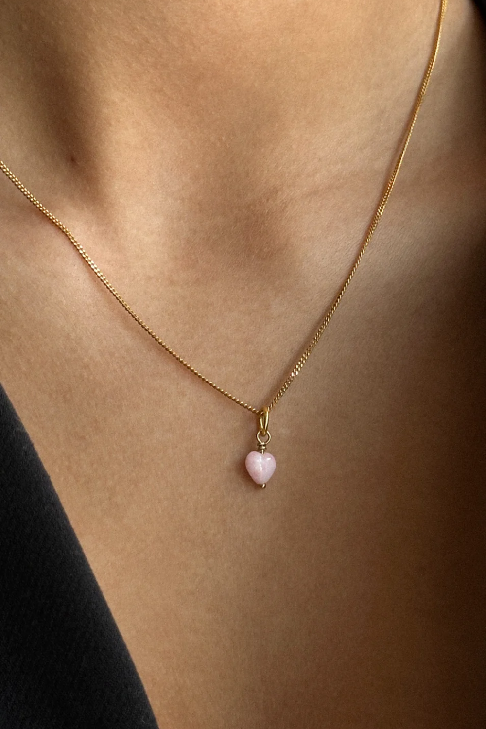 French Mini Heart Pendant - Powder