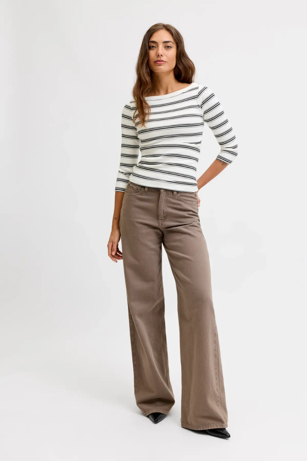 Jxfifi 3/4 Boatneck Top - Black Vanilla Ice
