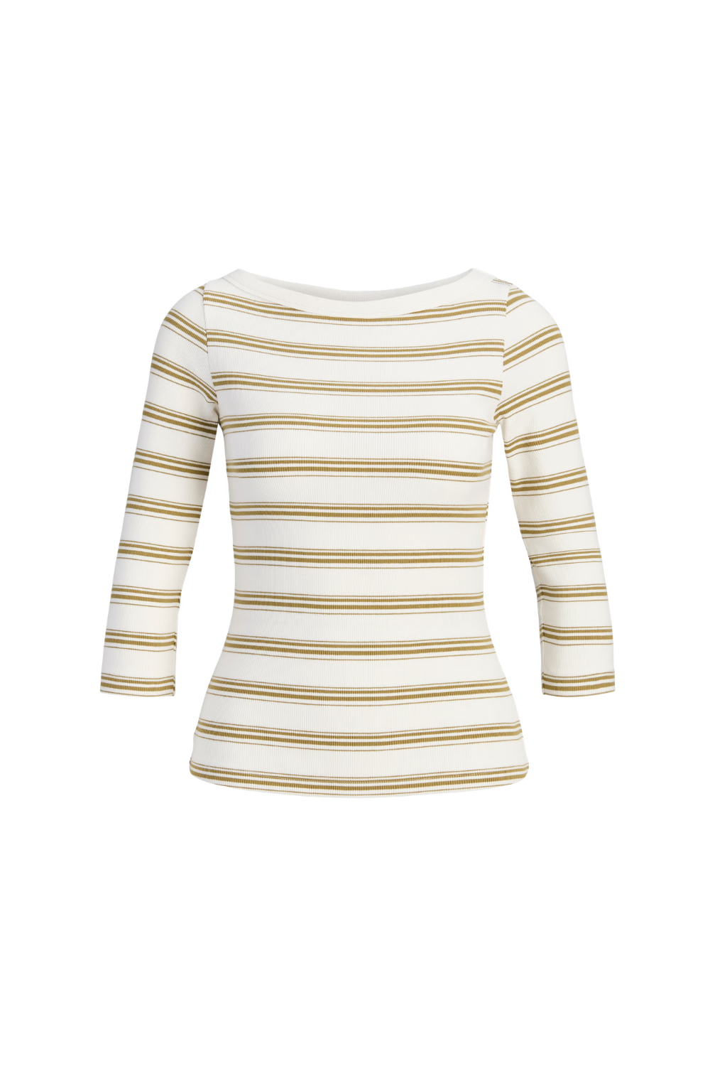 Jxfifi 3/4 Boatneck Top - Green Moss Vanilla Ice