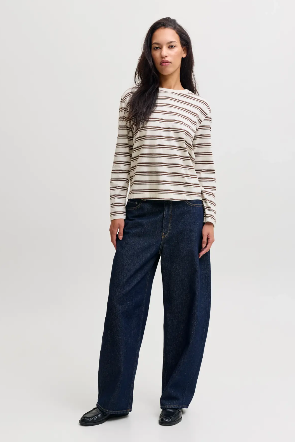 Jxsophia Boxy Stripe Tee - Carafe Vanilla Ice