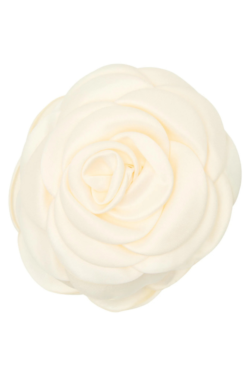 Giant Satin Rose Klemme - Ivory